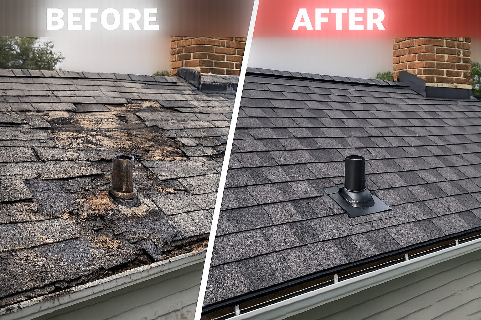 Before and after roofing